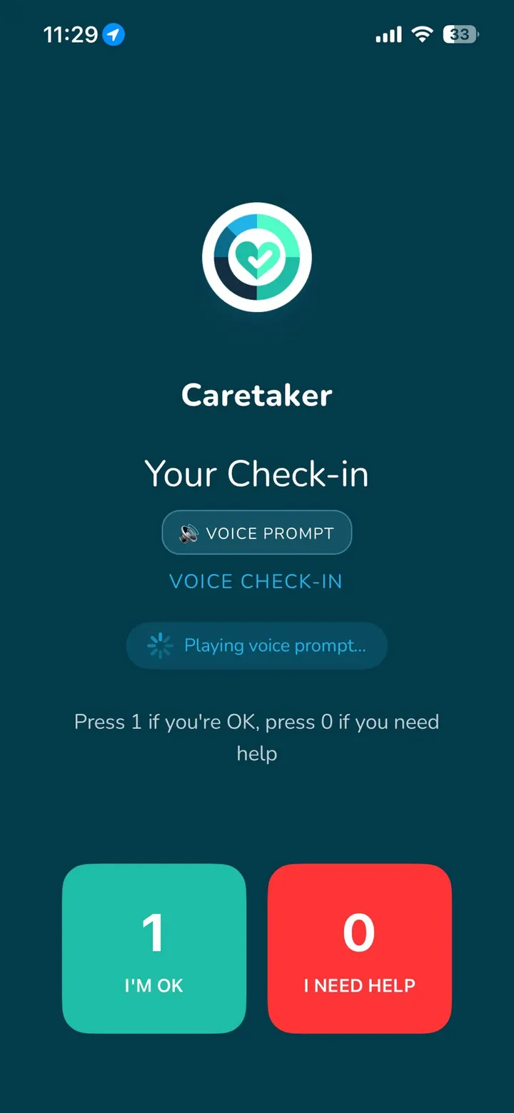 Daily check-in on Caretaker