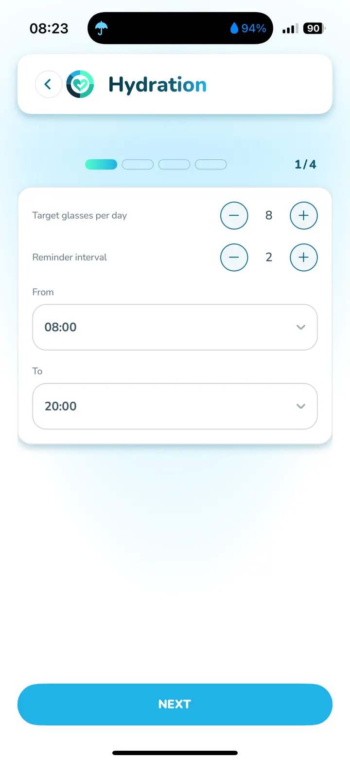 Care routine and notification setup